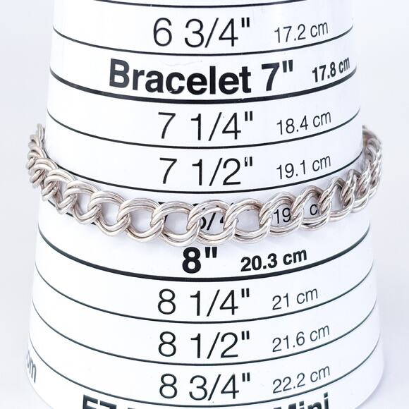Vintage Italy QGI Sterling Silver 925 Double Curb Link Bracelet 8" - Picture 4 of 5